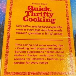 Vintage Readers Digest Quick Thrifty Cooking Cookbook Book Hardback yellow cover